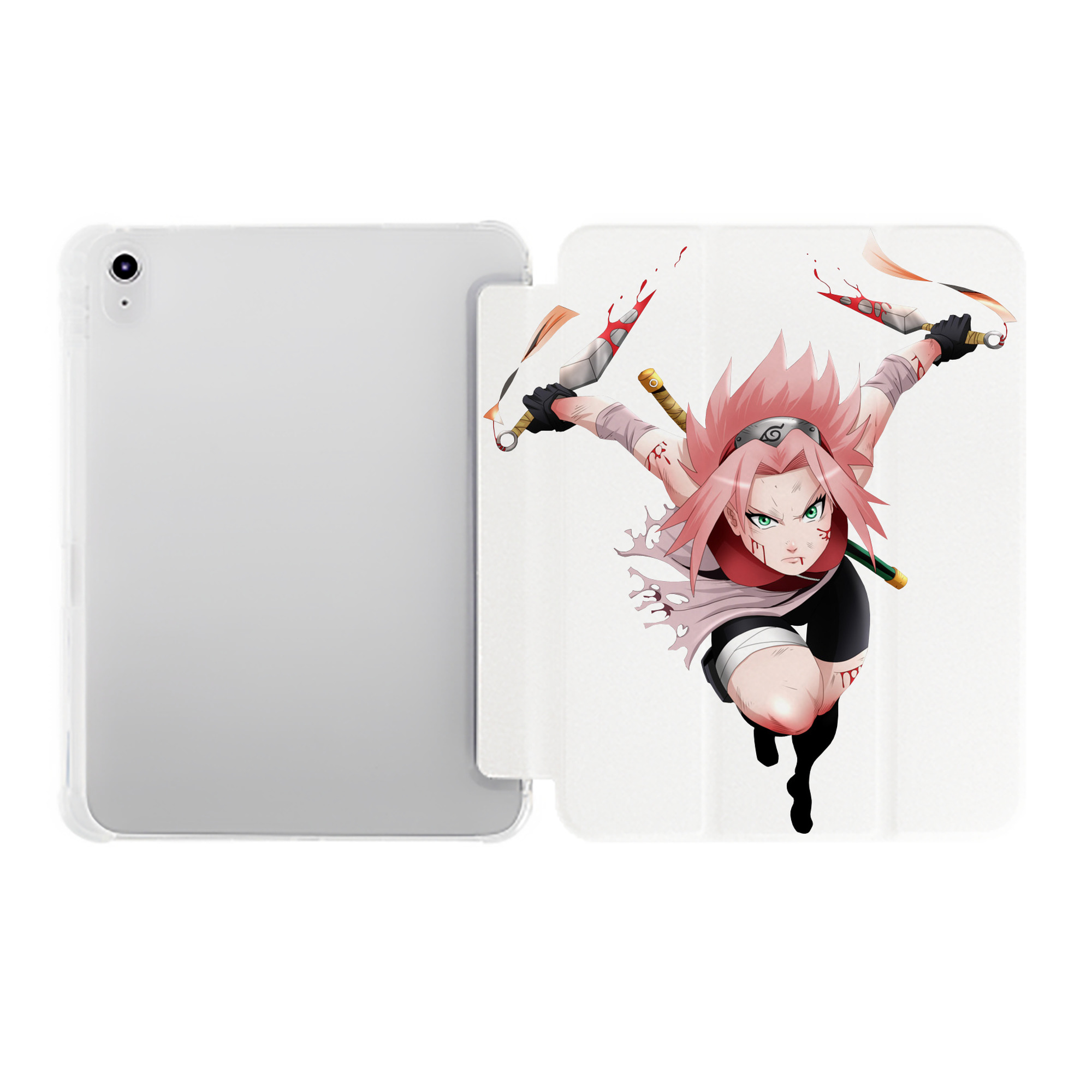 （画像用） NARUTO -ナルト- 春野サクラ Haruno Sakura IPad ケース ペン収納付き 三つ折りスタンド PUレザー×シリコン 対応機種9.5/10.5/10.9インチ